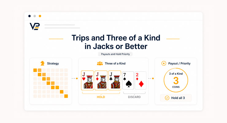 Trips and three of a kind in jacks or better